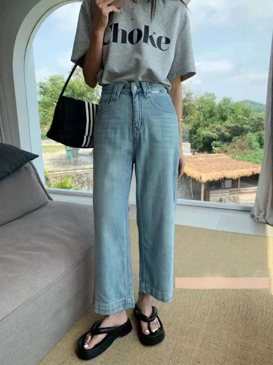 Thin Light Blue Denim Trousers(summer pants)