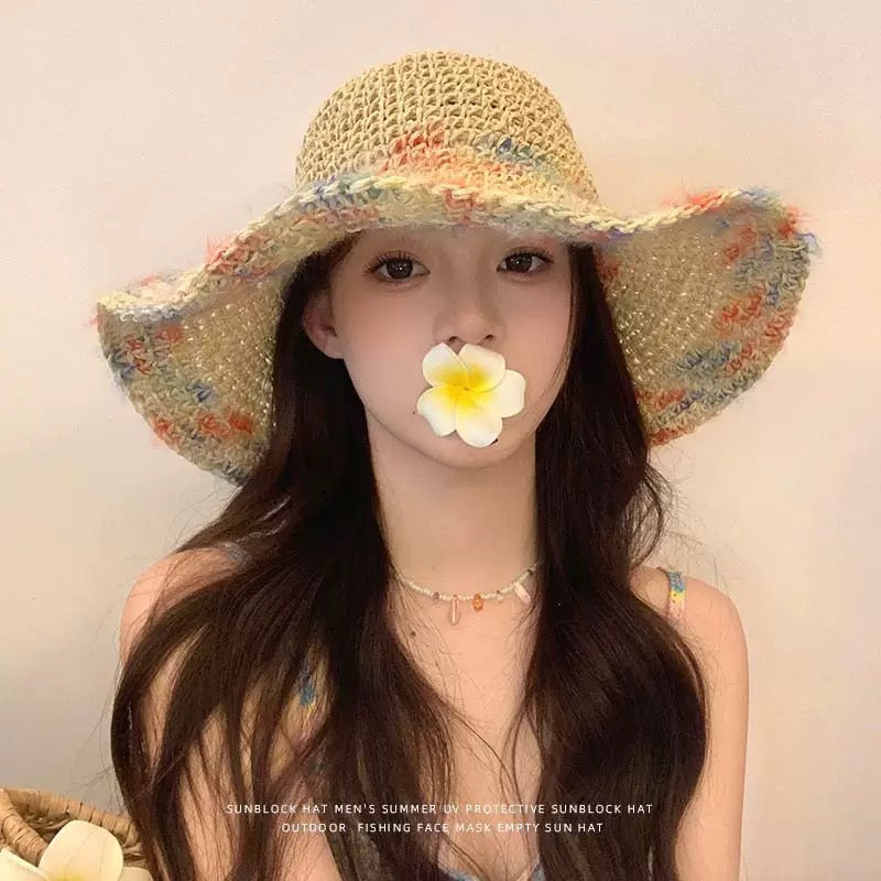 Colorful Woven Straw Sun Hat – Breathable Wide Brim Hat | Summer Beach Vacation