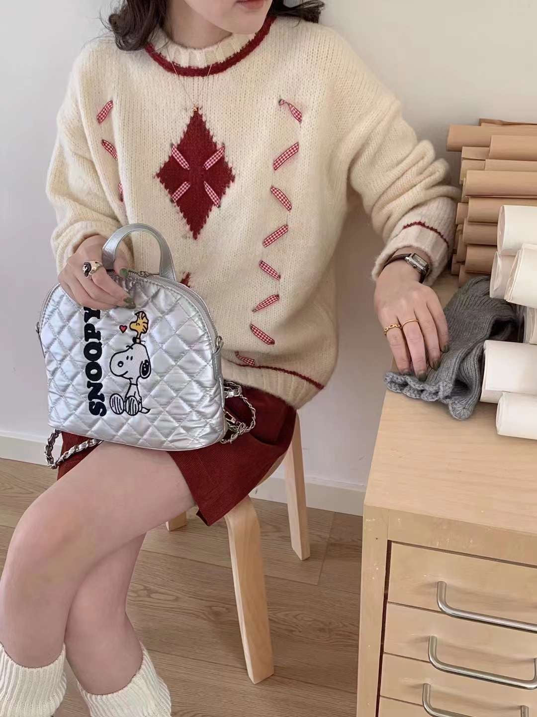 Diamond-Patterned Sweater