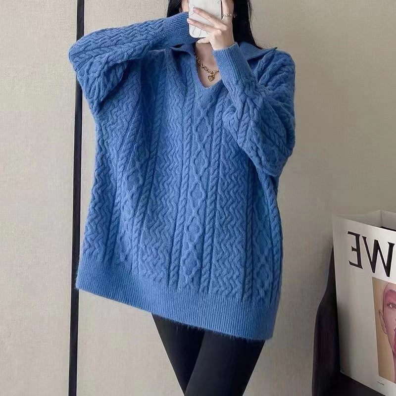 Solid color V-neck sweater