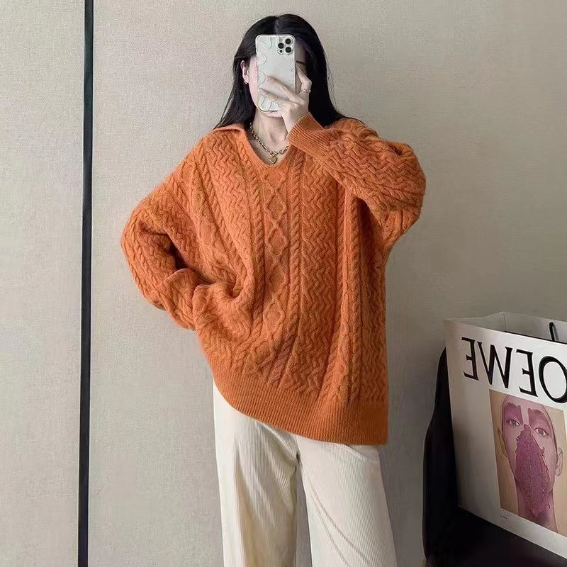 Solid color V-neck sweater