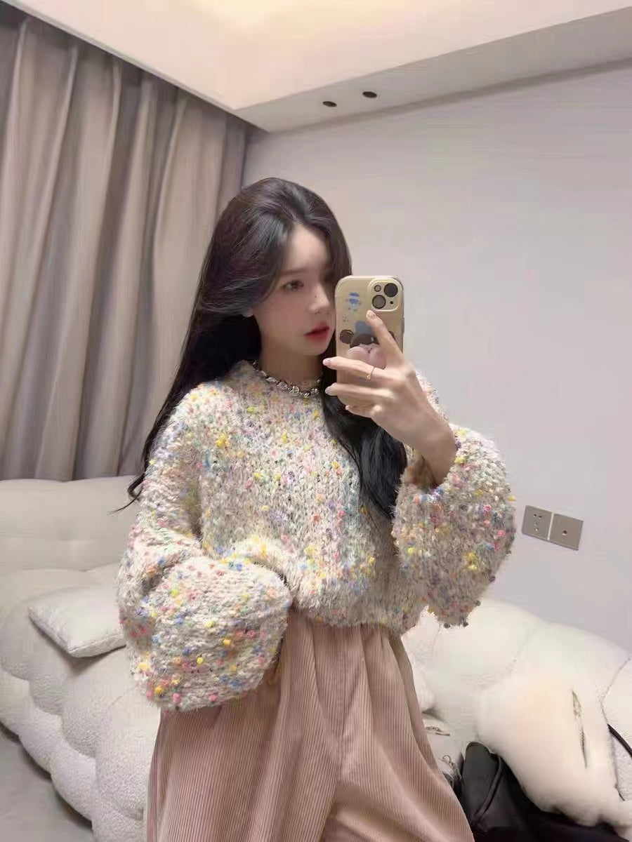 multicolored knit sweater(2 color option)