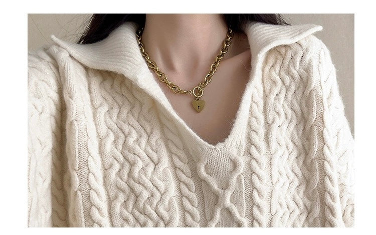 Solid color V-neck sweater