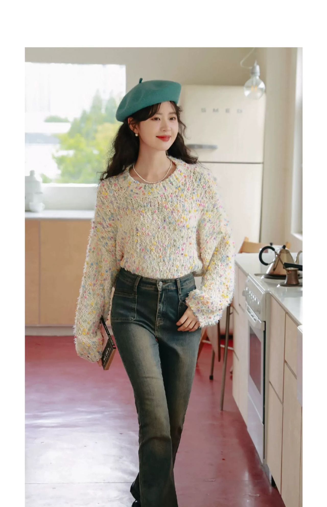 multicolored knit sweater(2 color option)