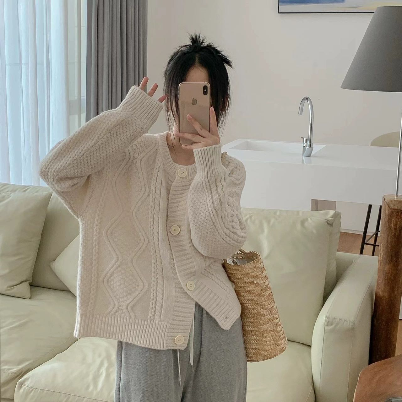 Solid Color Twisted Knit Cardigan(2 color option)
