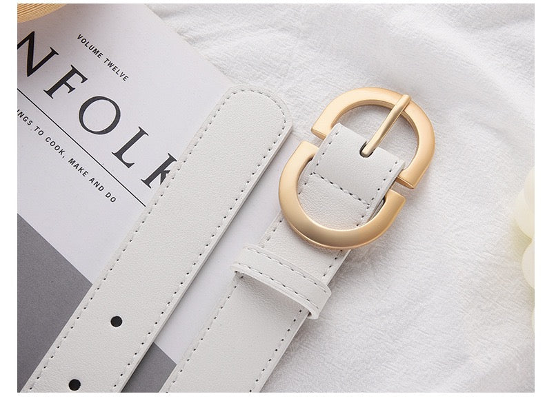 New Double D Buckle Belt – Korean Style Women’s Faux Leather Waist Belt, Alloy Pin Buckle, Casual Jeans Accessory (105cm x 2.8cm)