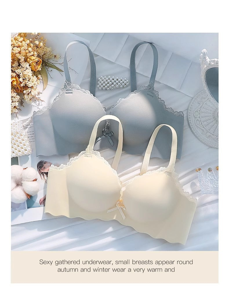 Push-Up Wireless Bra for Small Bust with Side Support, Seamless Design, Thick Padding, and Lift-Up Effect