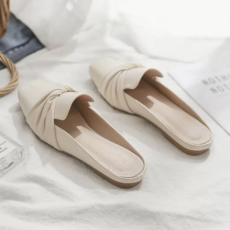 Women’s Elegant Slip-On Flats – Beige | Style A (Bow) or Style B (Pearl Grid)