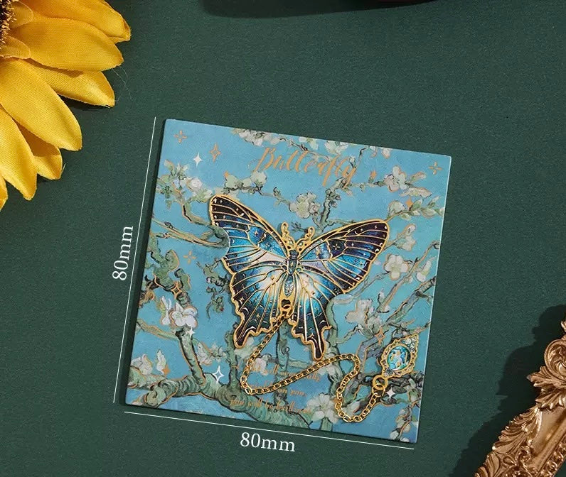 Art-Inspired Butterfly Metal Bookmarks – Pendant Chain Design