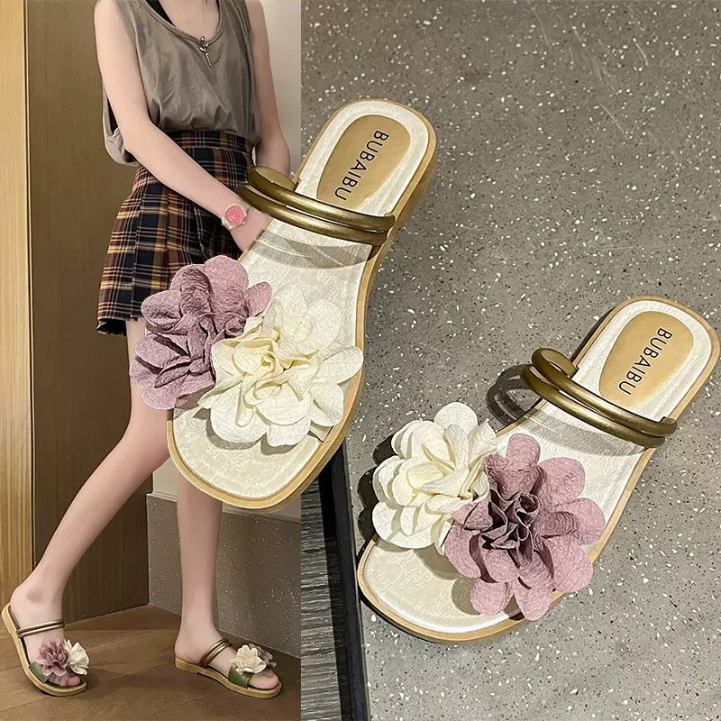 Women’s Minimalist Strap Slides – Cream White