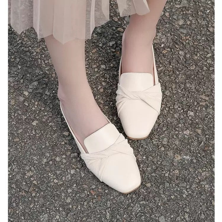 Women’s Elegant Slip-On Flats – Beige | Style A (Bow) or Style B (Pearl Grid)