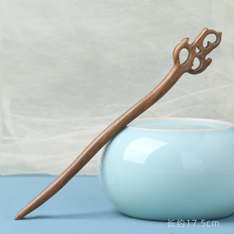 Green Sandalwood Hair Stick – Minimalist Classical Chinese Hairpin | 17.5–18c