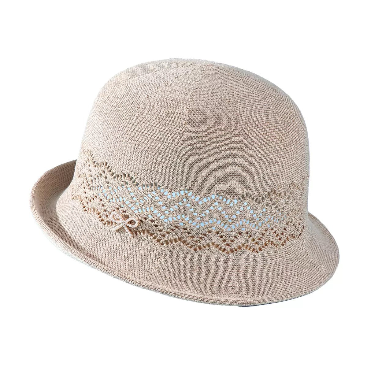 Elegant Knit Roll-Brim Sun Hat – Breathable Summer Cloche Hat for Women | Fashionable Outdoor Travel Hat