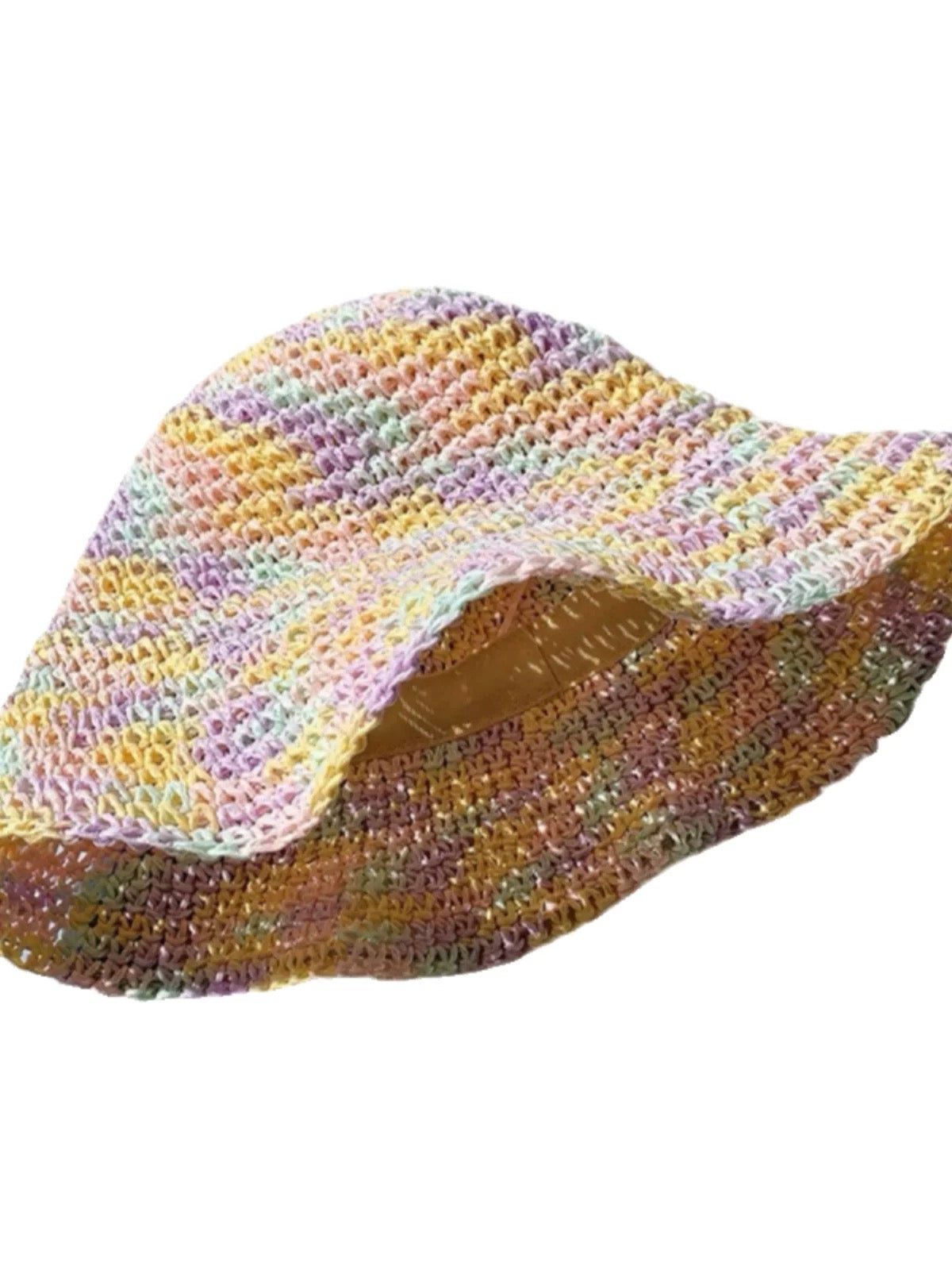 Dopamine-Inspired Woven Sun Hat – Wide Brim Bucket Hat | Summer UV Protection & Face-Slimming