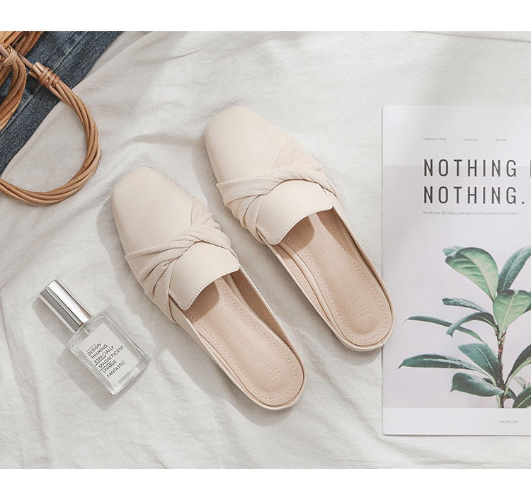 Women’s Elegant Slip-On Flats – Beige | Style A (Bow) or Style B (Pearl Grid)
