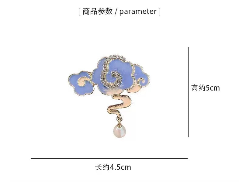 Elegant Chinese Style Cloud Hair Clip – Retro Pearl Duckbill Clip for Women, Side Bang Clip for Thin Hair