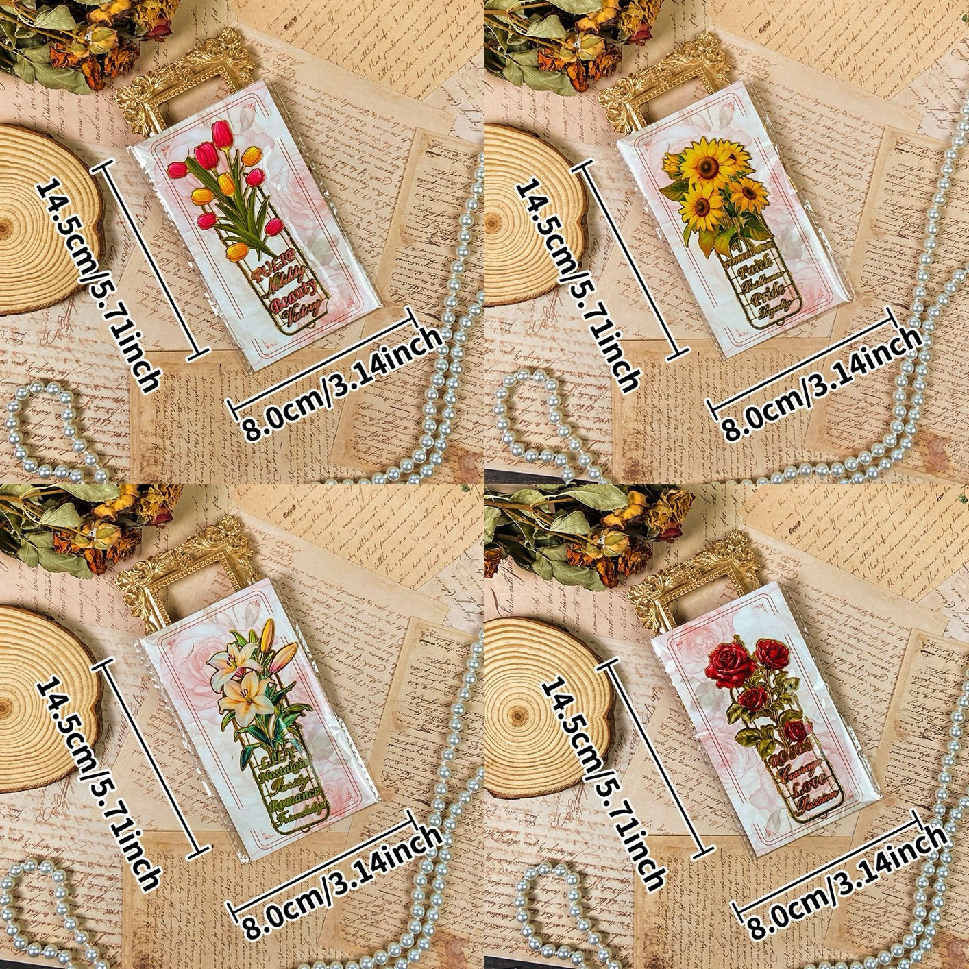 Floral Language Metal Bookmarks – Vintage Vase Tassel