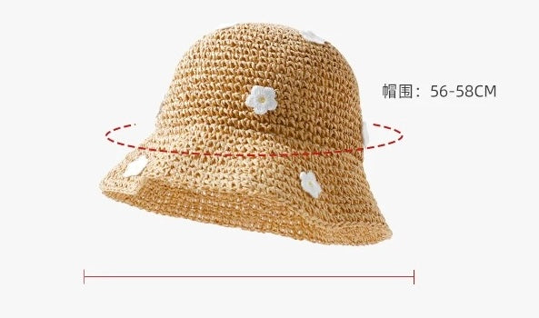 Foldable Crochet Lace Sun Hat – Handmade Summer Beach Hat with Bow