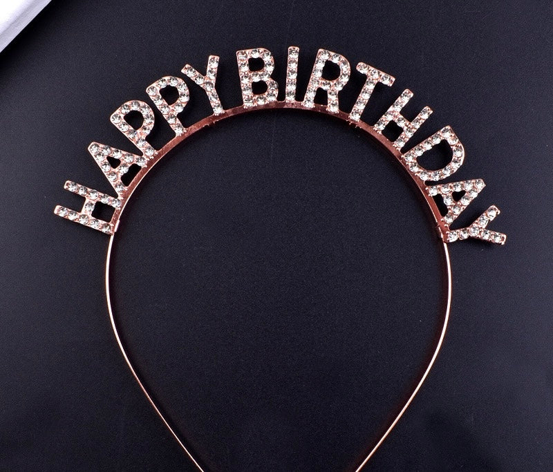 Happy Birthday Rhinestone Headband – Elegant Party Hair Accessory