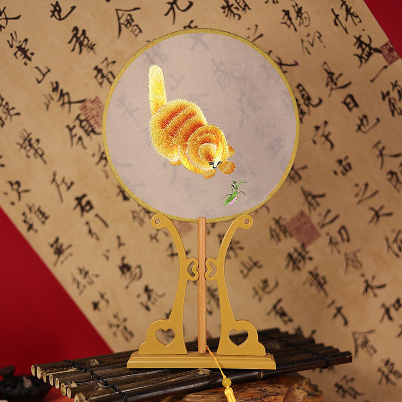 Double-Sided Su Embroidery Silk Fan | Collectible Art Decor