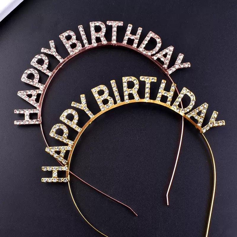 Happy Birthday Rhinestone Headband – Elegant Party Hair Accessory