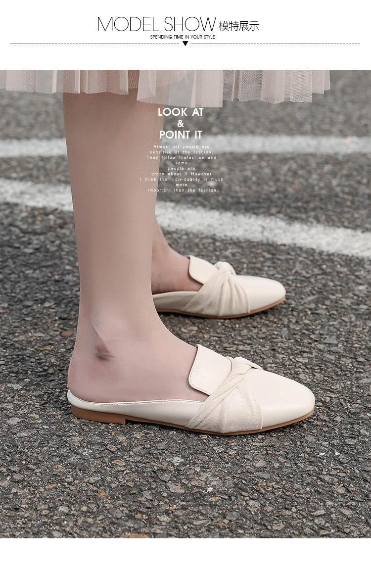 Women’s Elegant Slip-On Flats – Beige | Style A (Bow) or Style B (Pearl Grid)