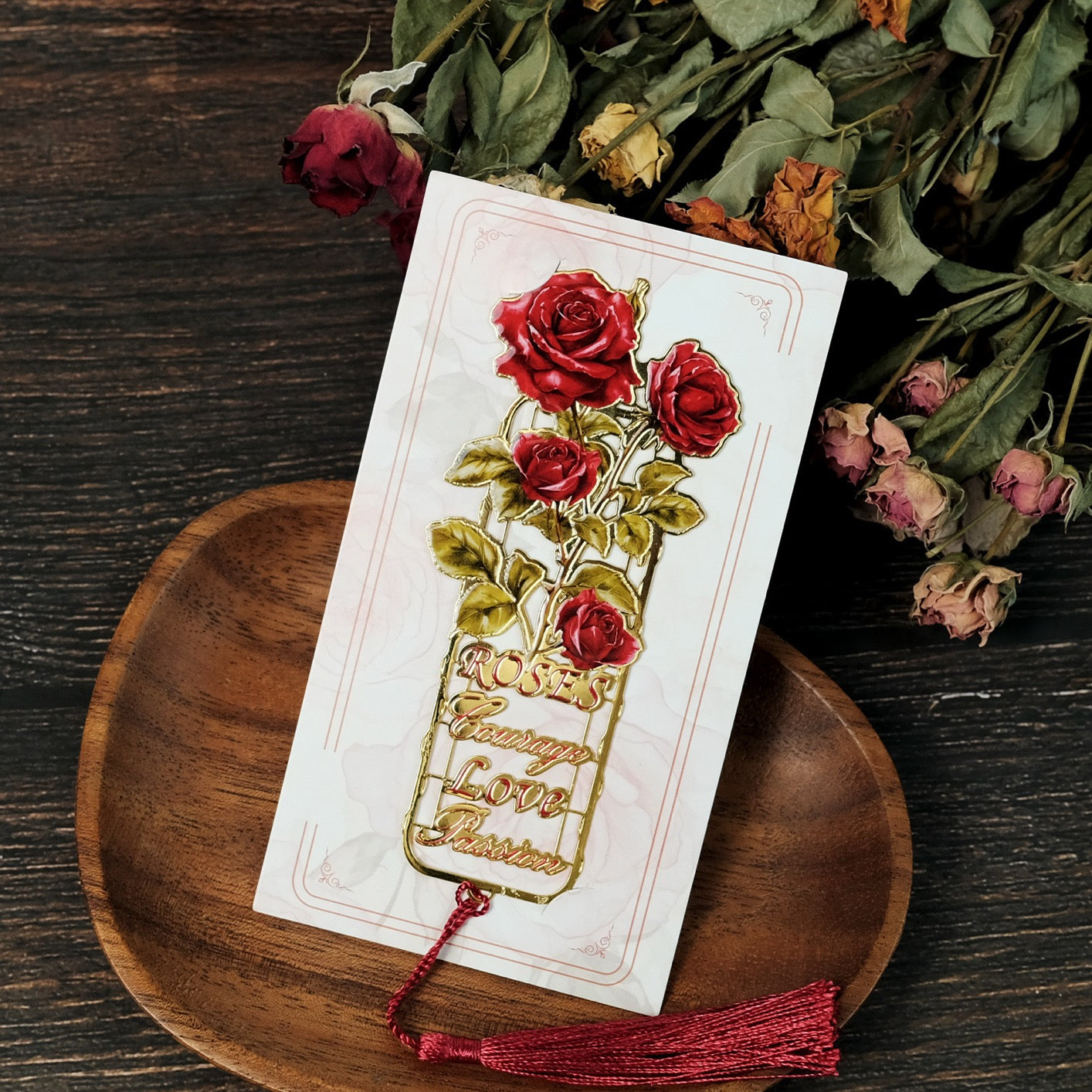 Floral Language Metal Bookmarks – Vintage Vase Tassel