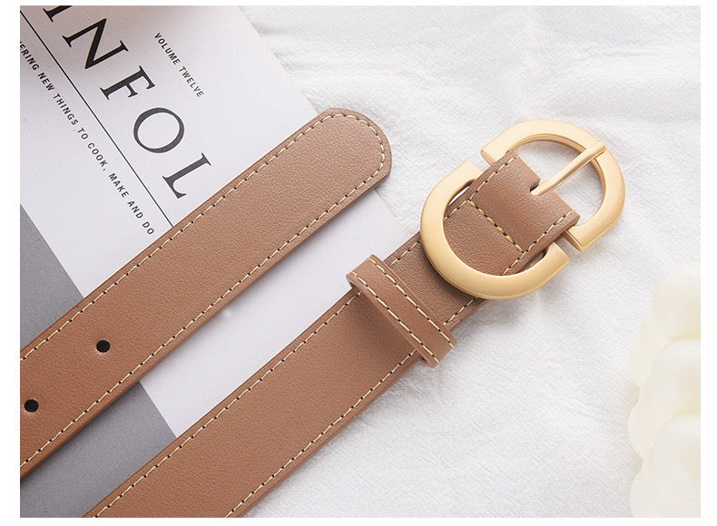 New Double D Buckle Belt – Korean Style Women’s Faux Leather Waist Belt, Alloy Pin Buckle, Casual Jeans Accessory (105cm x 2.8cm)