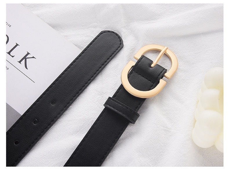 New Double D Buckle Belt – Korean Style Women’s Faux Leather Waist Belt, Alloy Pin Buckle, Casual Jeans Accessory (105cm x 2.8cm)