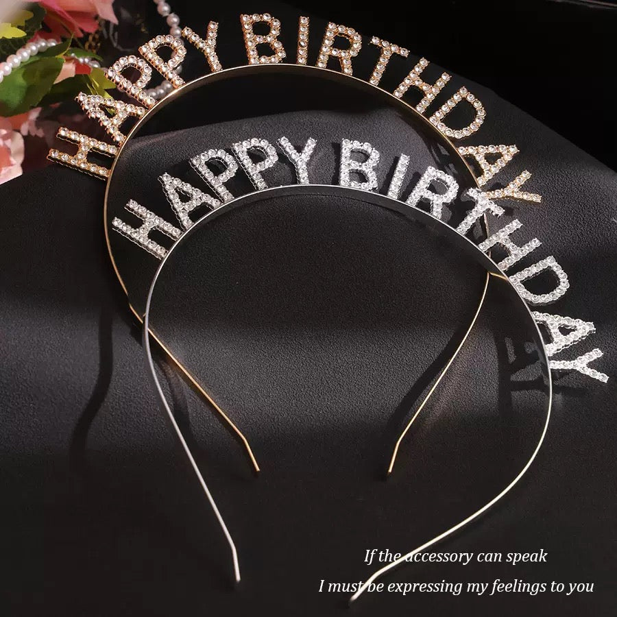 Happy Birthday Rhinestone Headband – Elegant Party Hair Accessory
