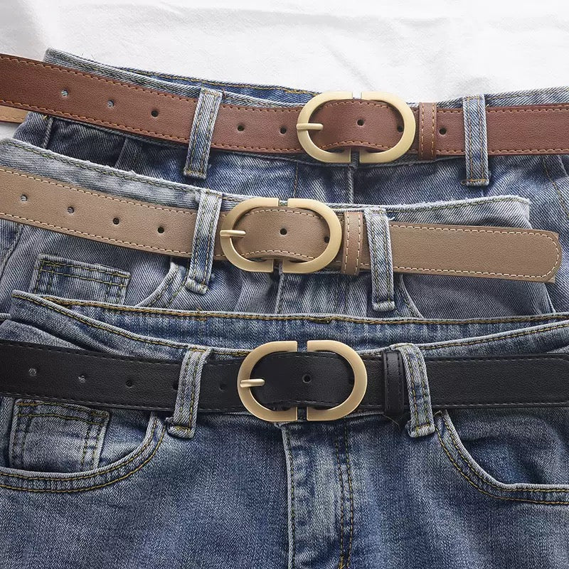 New Double D Buckle Belt – Korean Style Women’s Faux Leather Waist Belt, Alloy Pin Buckle, Casual Jeans Accessory (105cm x 2.8cm)