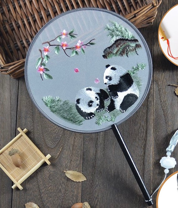 Double-Sided Su Embroidery Silk Fan | Collectible Art Decor