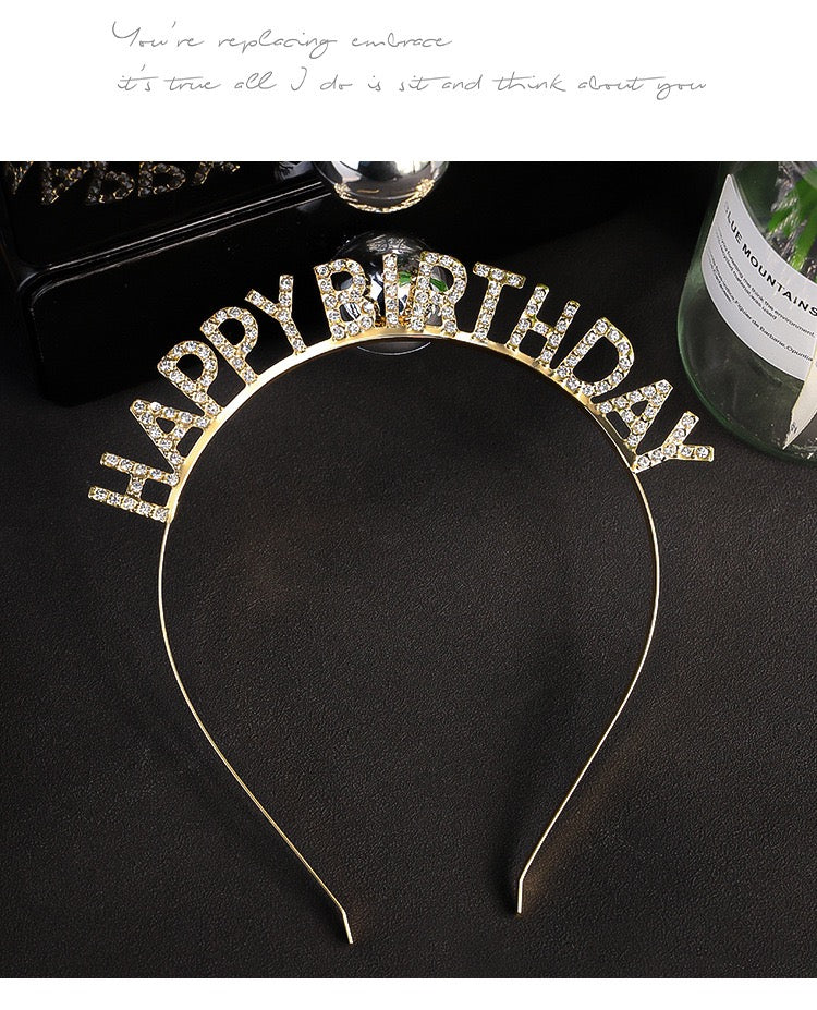 Happy Birthday Rhinestone Headband – Elegant Party Hair Accessory