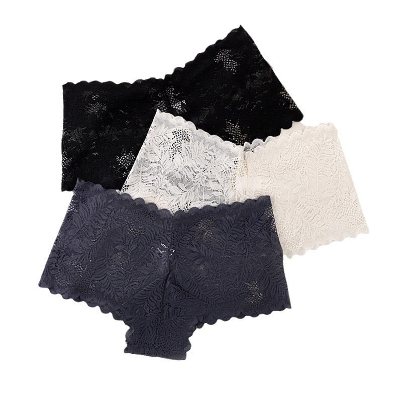Sexy V-Cut Low Waist Lace Underwear for Women, Solid Color, Comfortable Triangle Panties