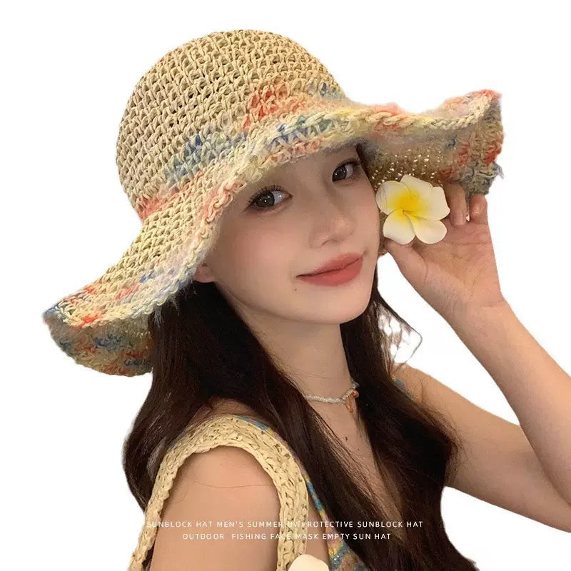 Colorful Woven Straw Sun Hat – Breathable Wide Brim Hat | Summer Beach Vacation