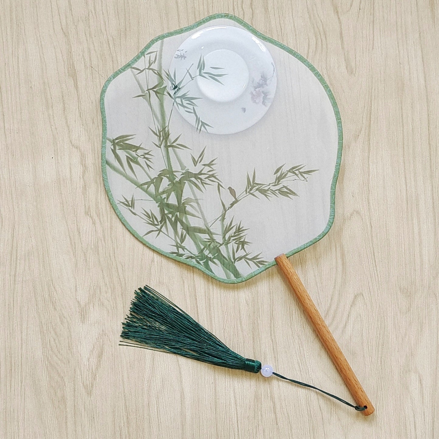 Silk Semi-Transparent Chinese Round Fan | 21cm Floral Fan Surface | 15cm Handle | Hanfu Photo Prop | Classical Vintage Style