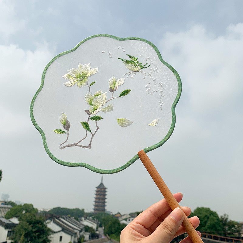 Double-Sided Su Embroidery Silk Fan | Collectible Art Decor