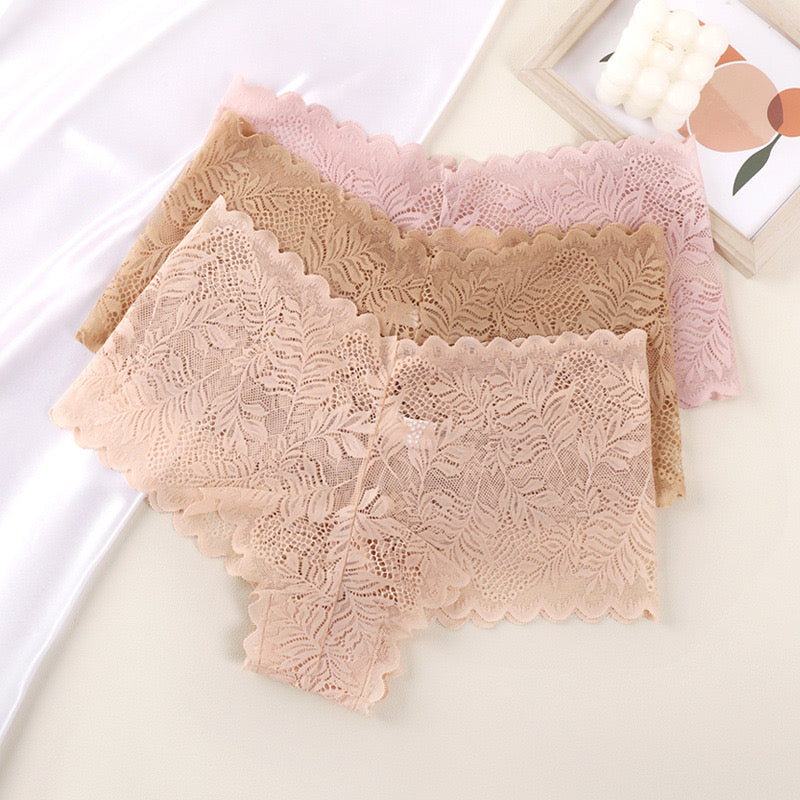 Sexy V-Cut Low Waist Lace Underwear for Women, Solid Color, Comfortable Triangle Panties