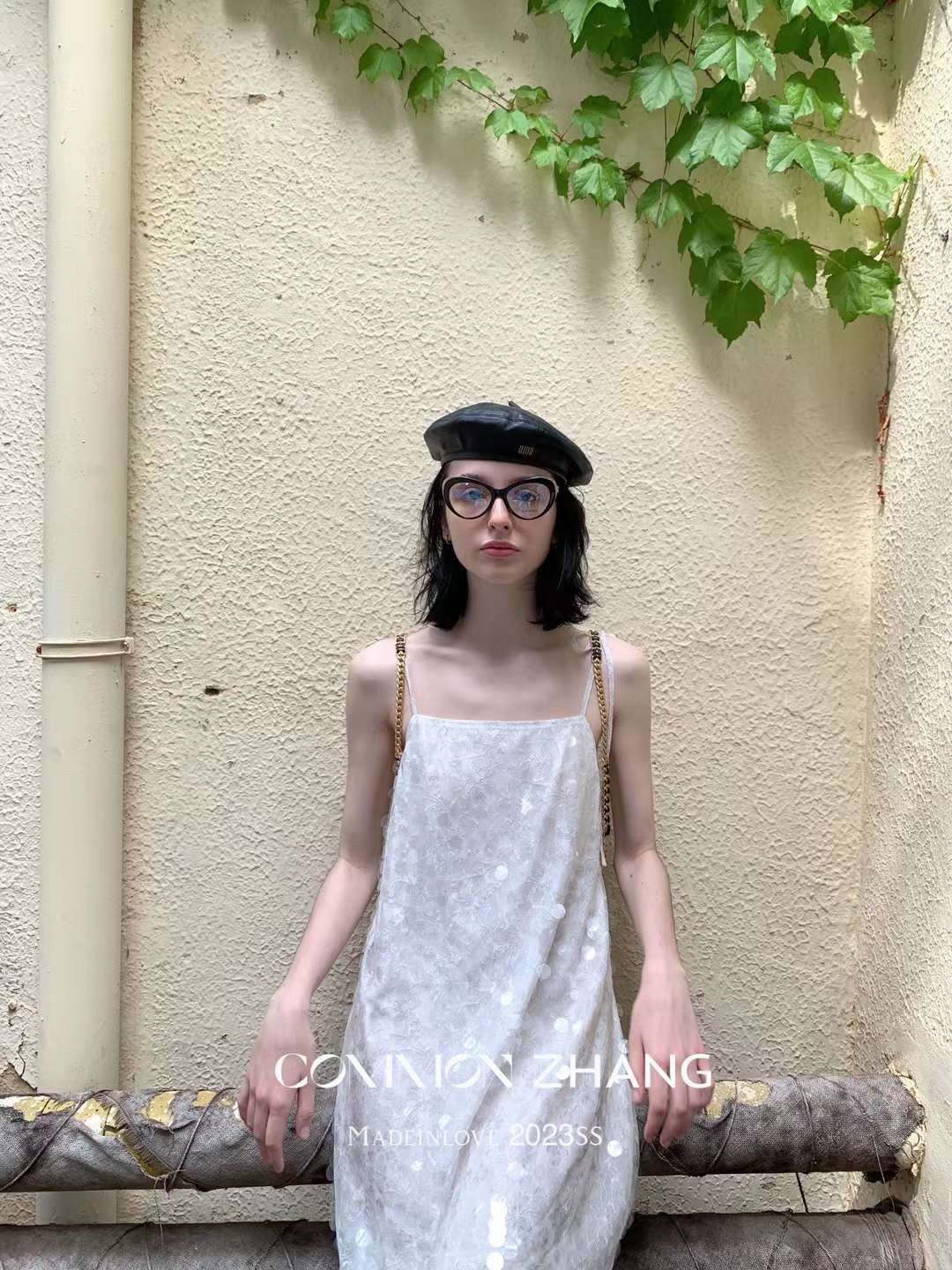 Pure white sequin halter bungee skirt