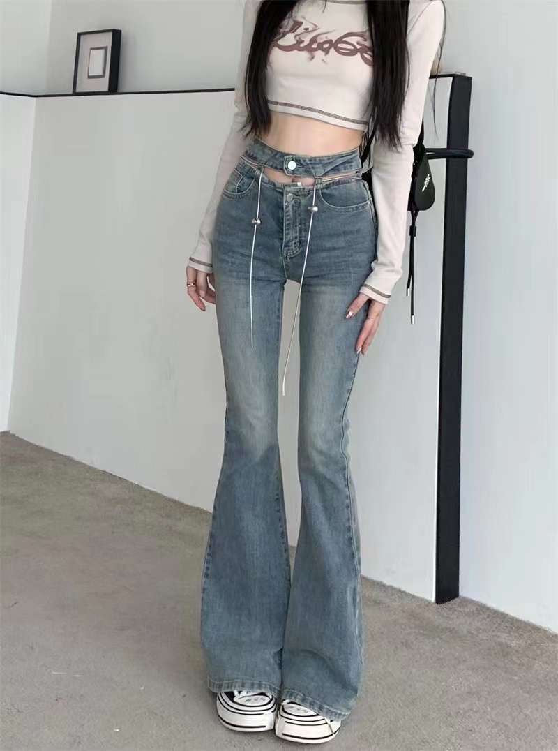 Vintage Y2K hollowed out high-waisted micro denim pants