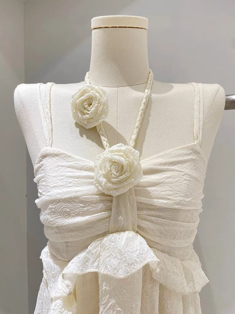 "Summer of Roses" Vacation Style Halter Irregular Skirt(2 colors optional)