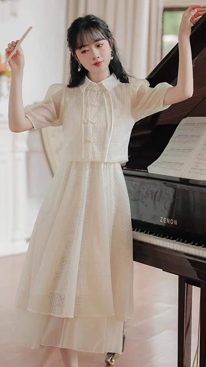 Folk style suspenders two-piece set