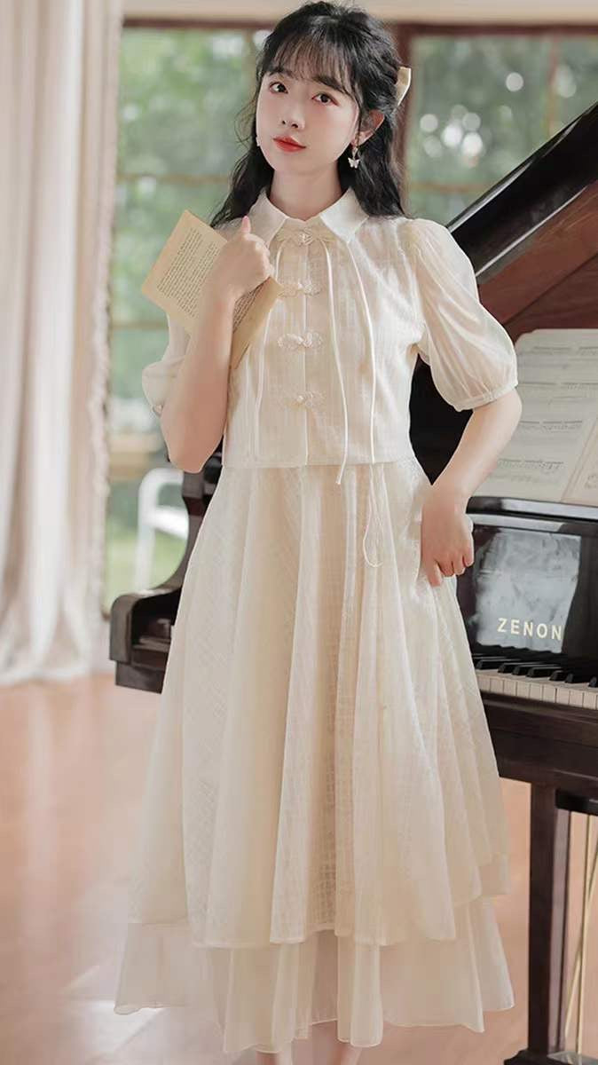 Folk style suspenders two-piece set