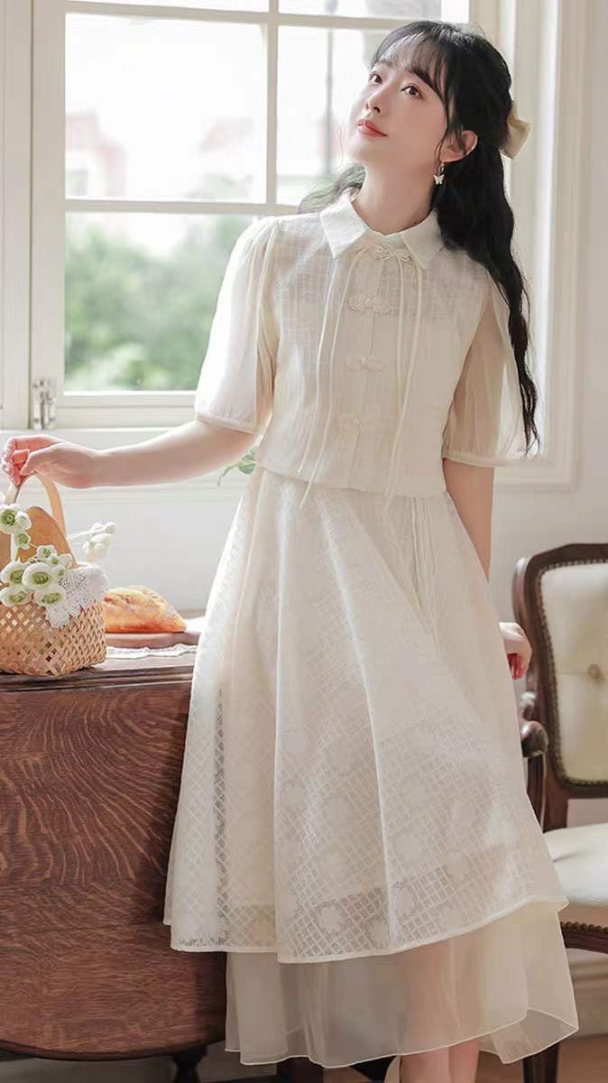 Folk style suspenders two-piece set
