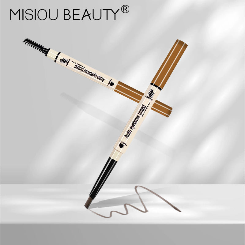Misiou Beauty Triangular Tip Blade Ultra-Fine 3D Long-Lasting Waterproof and Sweat-Proof Smudge-Free Automatic Dual-Head Rotating Eyebrow Pencil