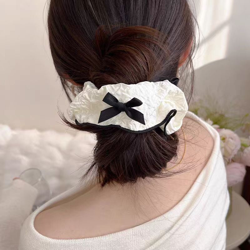 Chic Bow Scrunchie – Elegant Spring Summer French Style Hair Tie for Women, Chanel-Inspired Bun Holder