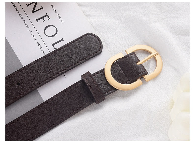 New Double D Buckle Belt – Korean Style Women’s Faux Leather Waist Belt, Alloy Pin Buckle, Casual Jeans Accessory (105cm x 2.8cm)