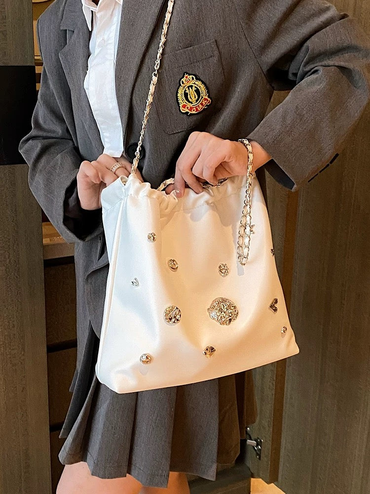 Metallic Chain Bucket Bag – Korean Style Small Shoulder Purse