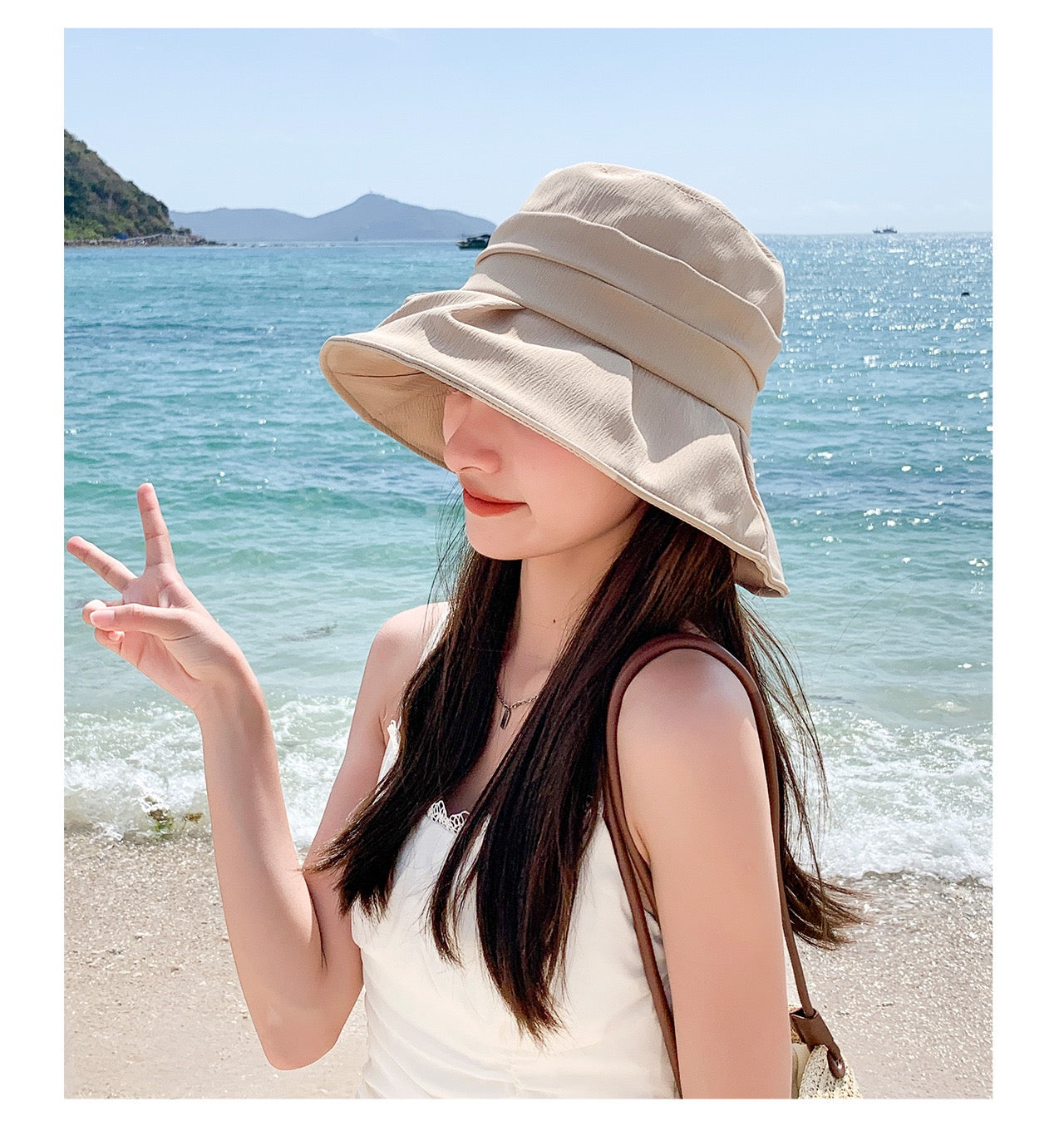 Summer Wide Brim Bucket Hat for Women – Japanese Korean Style Sun Hat | 58cm Fit, UV Protection, Casual Travel Hat