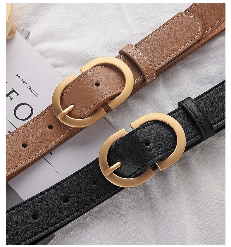 New Double D Buckle Belt – Korean Style Women’s Faux Leather Waist Belt, Alloy Pin Buckle, Casual Jeans Accessory (105cm x 2.8cm)